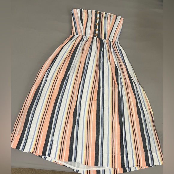 Free People Lilah multicolor Striped pleated Midi Dress size M - Picture 13 of 17
